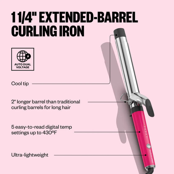 BABYLISSPRO EXTENDED BARREL CURLING IRON 1 1/4" PINK RUSH | BNTW125XLHP
