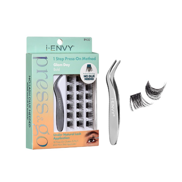 IENVY PRESS & GO PRESS-ON PRE-GLUED LASH CLUSTERS ALL-IN-ONE LASH KIT