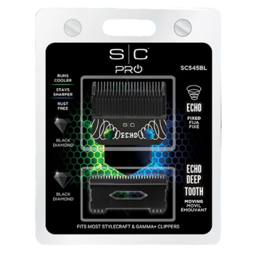 STYLECRAFT REPLACEMENT ECHO FIXED DLC HAIR CLIPPER BLADE WITH DLC DEEP TOOTH CUTTER SET | SC545BL