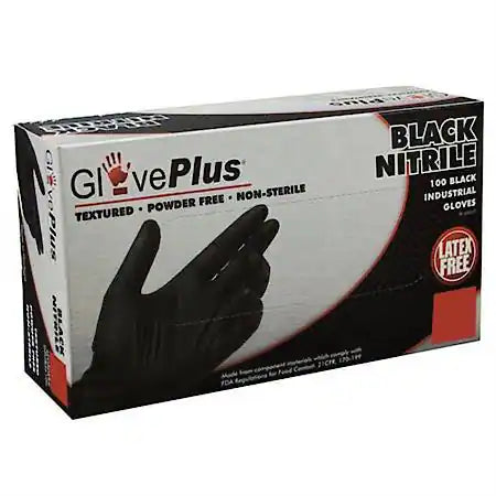 GlovePlus Black Nitrile Gloves 100-pk
