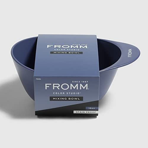 Fromm Color Studio Large Mixing Bowl for Hair Dye  Bleach  Coloring  and Treatments with Spill Proof Rubberized Base  16 Oz  Blue