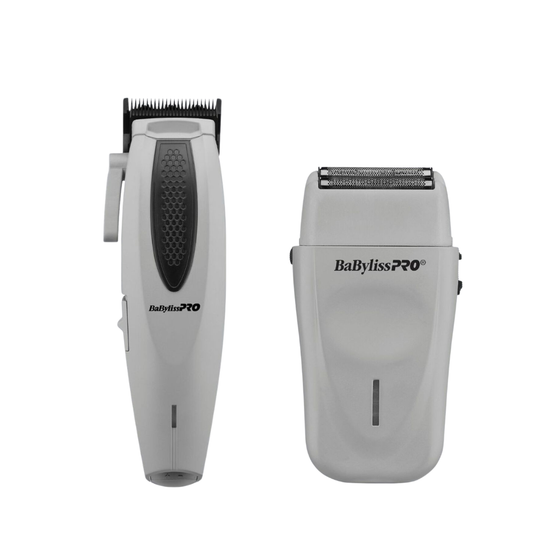 BabylissPRO LithiumFX+ Limited Edition Grey Lithium Clipper & FREE LithiumFX+ Double Foil Shaver | FX673NSGY, FXFS573GY