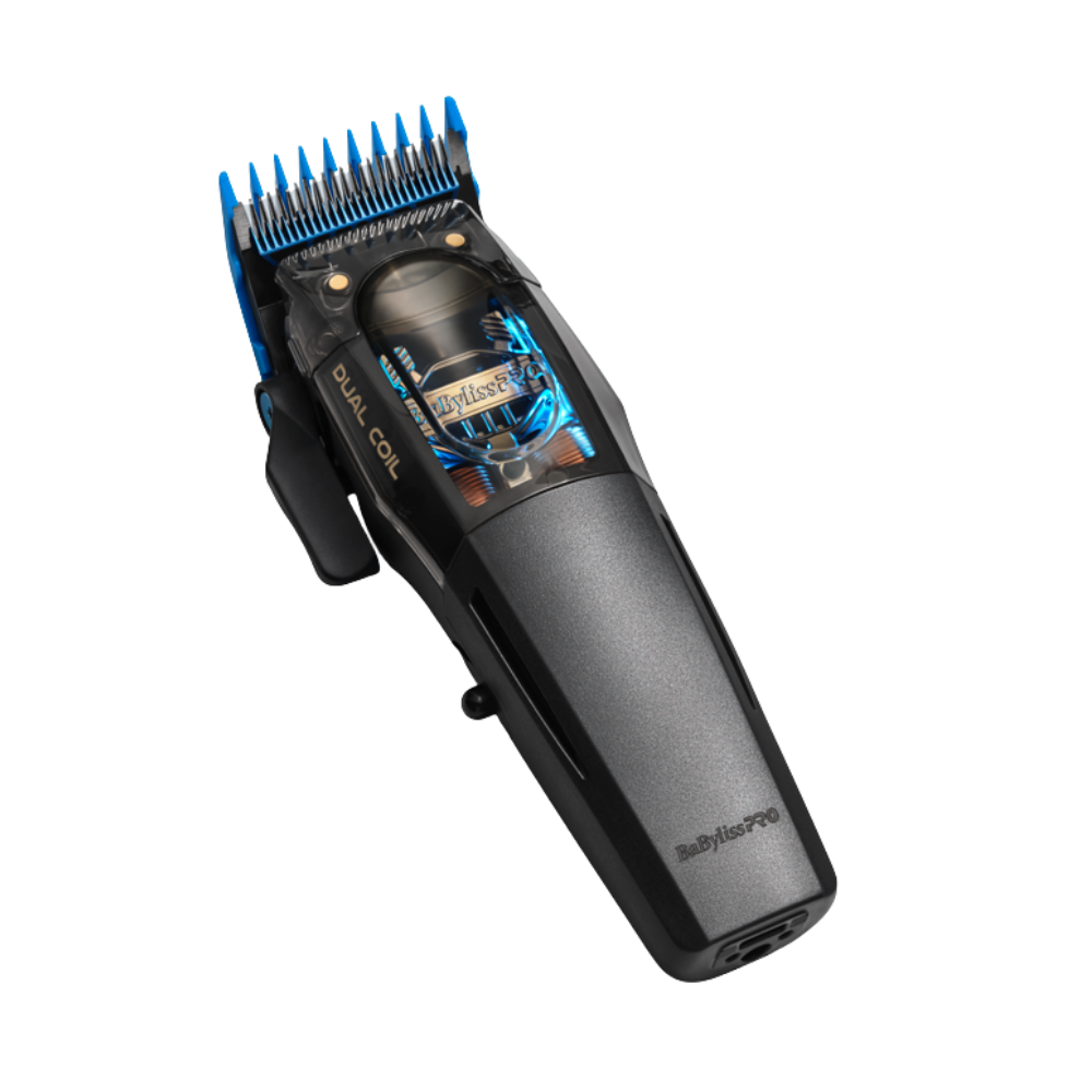 Dual Coil Hair Clipper with comb attachment on a white background