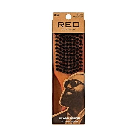 RED by Kiss Beard Brush with 100% Natural Boar Bristles - Medium Soft | BR201