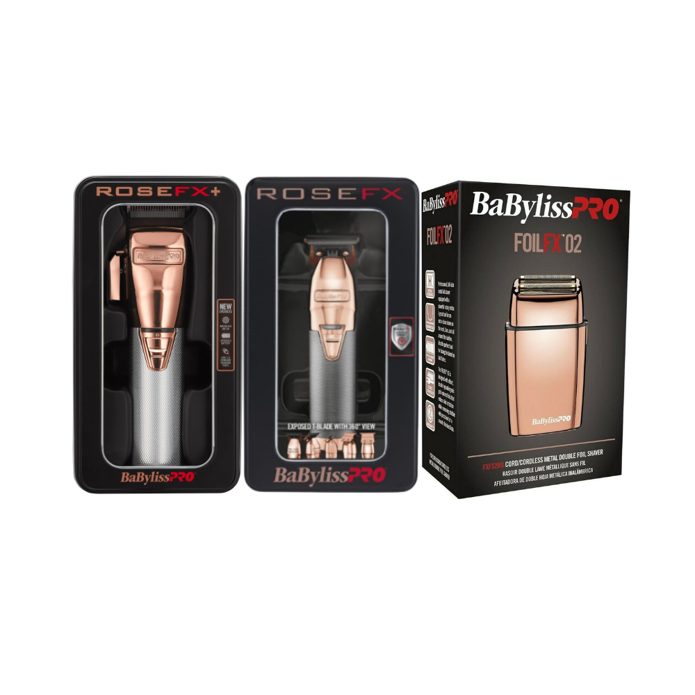 BaBylissPRO RoseFX Cordless Clipper, Trimmer & Shaver Combo | FX870NRG, FX787RG, FXFS2RG