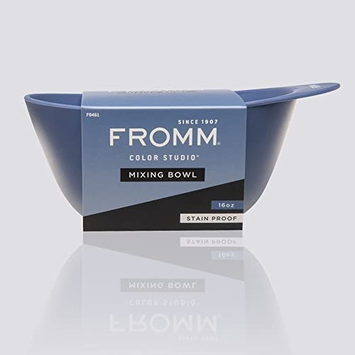Fromm Color Studio Large Mixing Bowl for Hair Dye  Bleach  Coloring  and Treatments with Spill Proof Rubberized Base  16 Oz  Blue