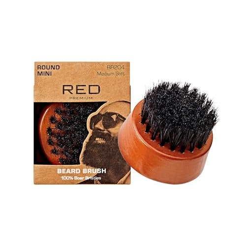 RED by Kiss Mini Beard Brush with 100% Natural Boar Bristles  | BR204