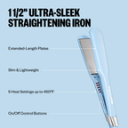 BABYLISSPRO NANO TITANIUM 1.5" ULTRA-SLEEK STRAIGHTENING IRON ICED BLUE | BNT131TLB