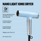 BABYLISSPRO NANO TITANIUM LIMITED EDITION NANO LIGHT ICONIC DRYER ICED BLUE | BNTC9200LB