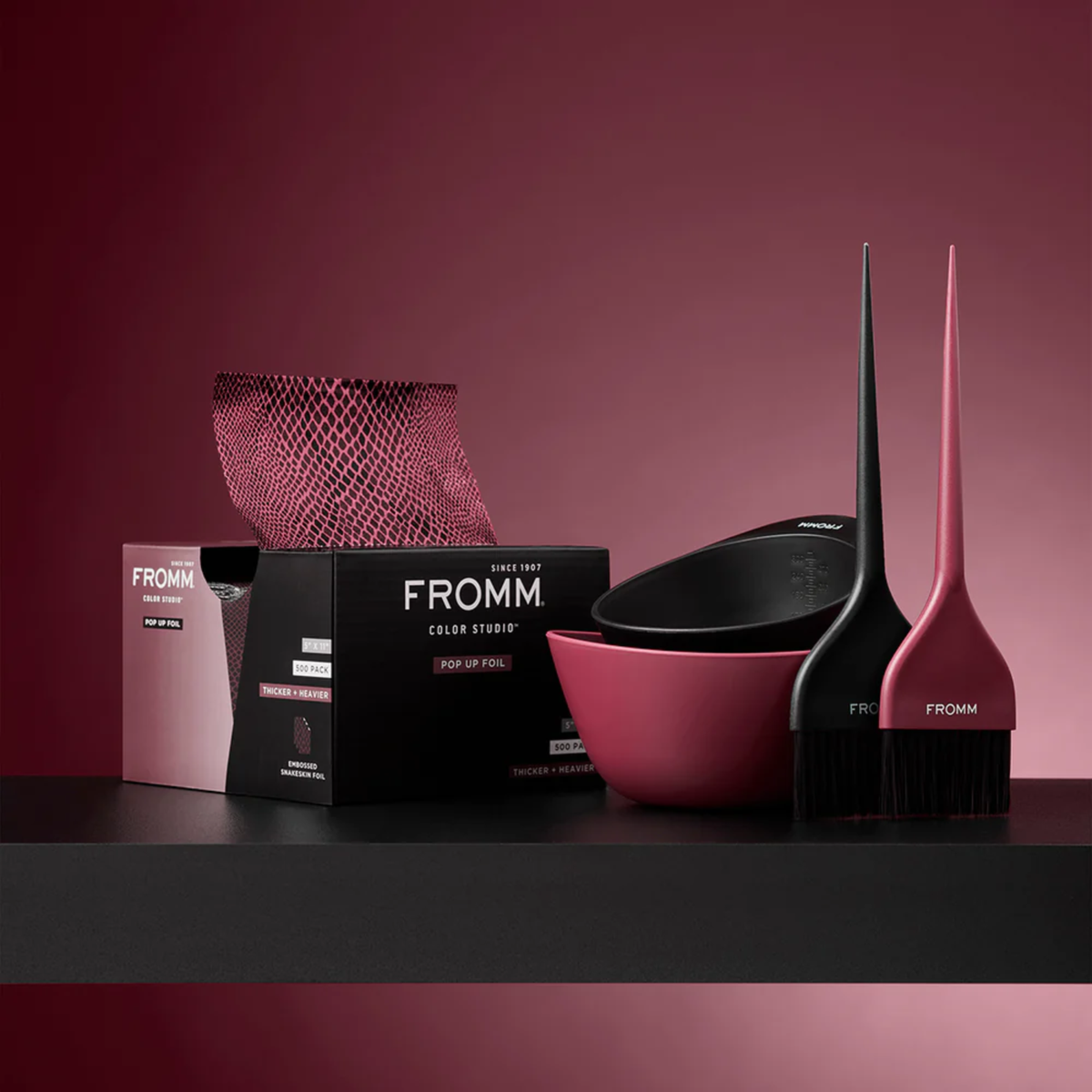 FROMM COLOR MIXING BOWL SET BLACK & BURGUNDY | F9466