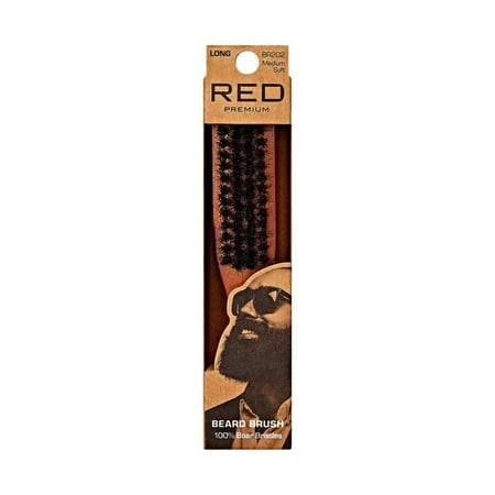 RED by Kiss Beard Brush with 100% Natural Boar Bristles - Medium Soft | BR202