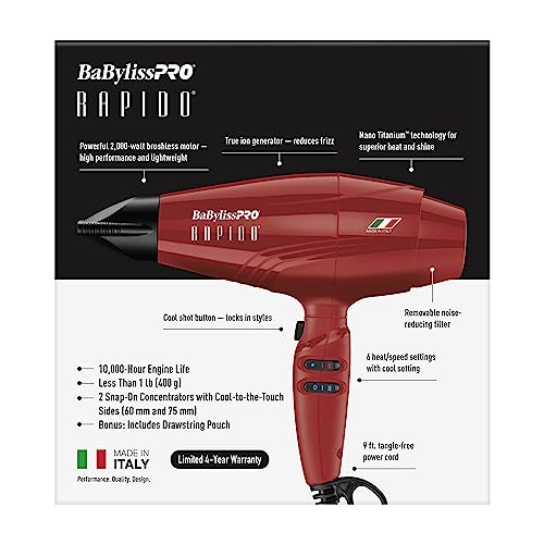 BABYLISS ITALIAN RAPIDO DRYER-RED | BRRAP1