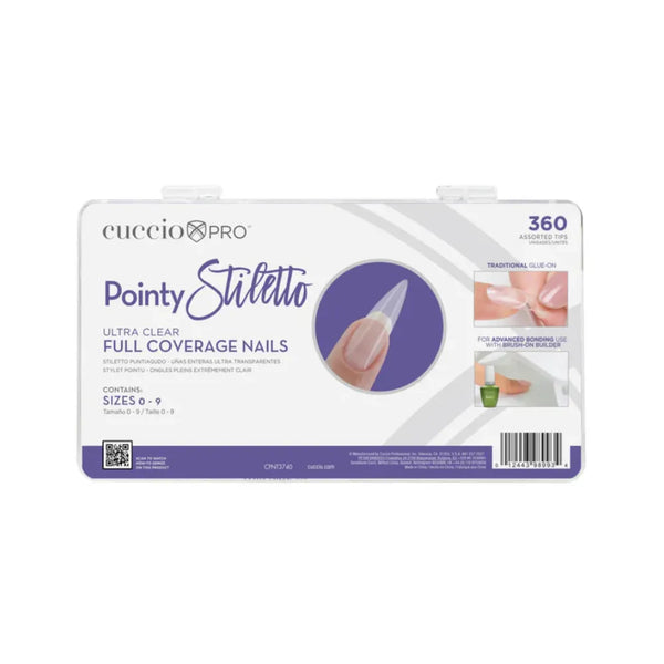 CUCCIO POINTY STILETTO ULTRA CLEAR FULL COVERAGE NAILS | CPNT3740