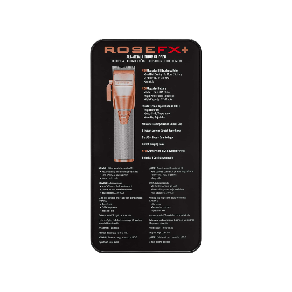 BaBylissPRO RoseFX Cordless Clipper, Trimmer & Shaver Combo | FX870NRG, FX787RG, FXFS2RG