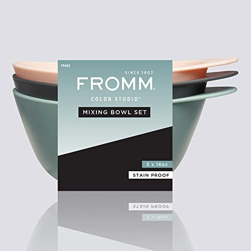Fromm Color Studio Mixing Bowls for Hair Color  Hair Dye  Bleach and Treatments with Spill Proof Rubberized Base  16 Ounce  3 Pack