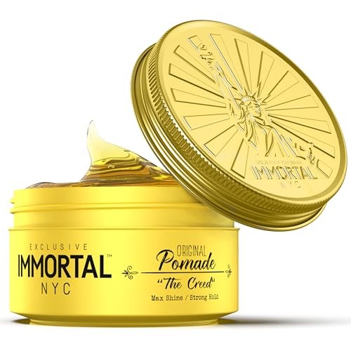Immortal NYC the Creed Hair Pomade - Strong Hold - Max Shine All Natural Water-Based Pomade for Men - No Residue, All Hair Types