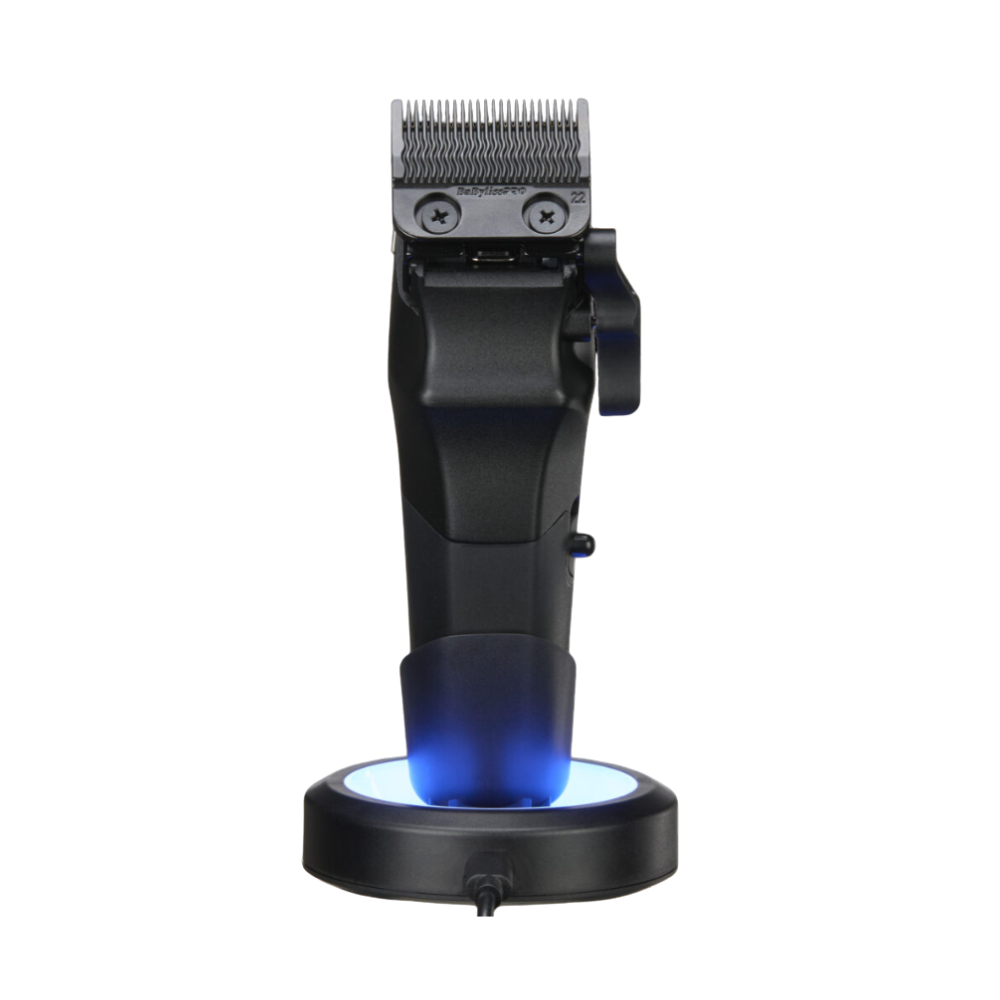 Dual Coil Hair Clipper with blue light on a white background