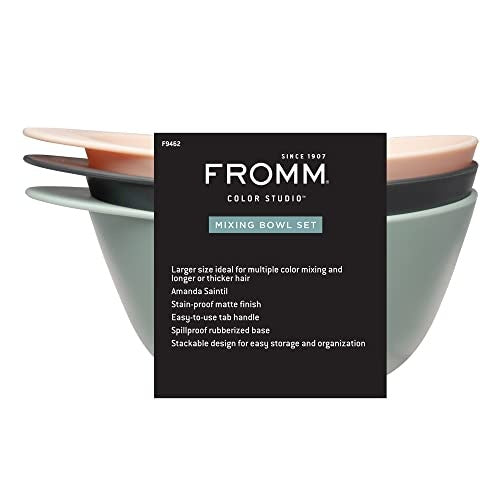 Fromm Color Studio Mixing Bowls for Hair Color  Hair Dye  Bleach and Treatments with Spill Proof Rubberized Base  16 Ounce  3 Pack