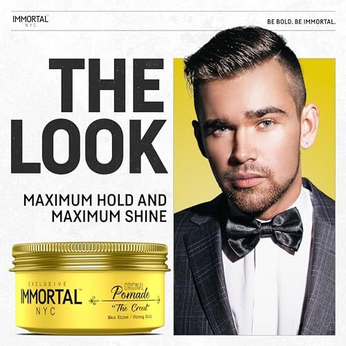 Immortal NYC the Creed Hair Pomade - Strong Hold - Max Shine All Natural Water-Based Pomade for Men - No Residue, All Hair Types