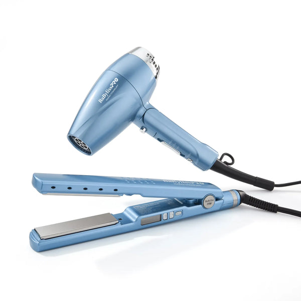 BABYLISSPRO NANO TITANIUM LIMITED EDITION COMPACT FOLDING LONIC DRYER & 1.25" DIGITAL IONIC FLAT IRON PREPACK