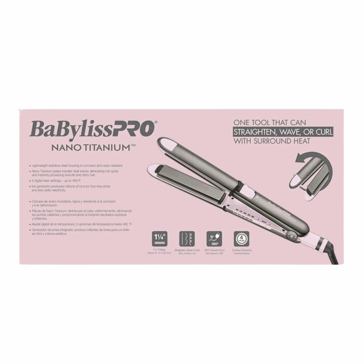 BABYLISSPRO NANO TITANIUM LIMITED EDITION 1.25" PRIMA3000 STAINLESS STEEL STYLING IRON | BNT3000TPK