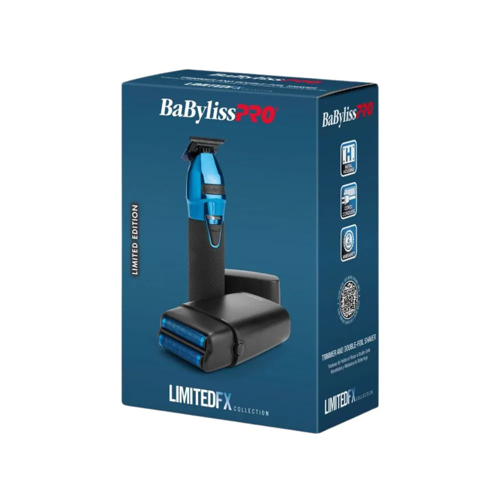 BABYLISSPRO LIMITEDFX TRIMMER & DOUBLE-FOIL SHAVER BLACK & BLUE | FXDUOFS2TBL