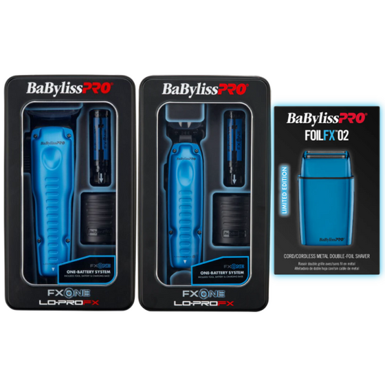 BabylissPRO LO-PROFX Blue Collection Clipper & Trimmer & Shaver | FX829BL, FX729BL, FXFS2BL