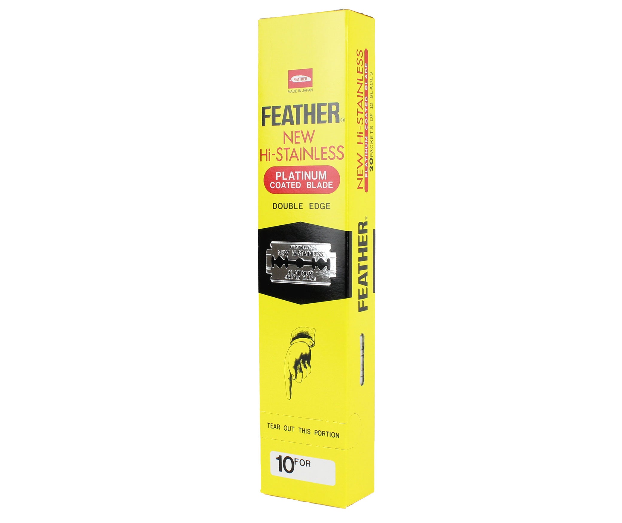 Feather Platinum Coated Double Edge Razor Blades-10 Blade Pack (Single)