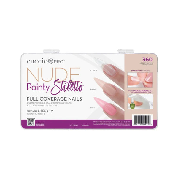 CUCCIO NUDE POINTY STILLETO FULL COVERAGE NAILS | CPNT3840