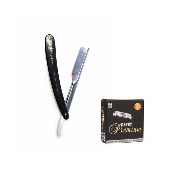 VIRGO ENTE STRAIGHT RAZOR HOLDER + DERBY PREMIUM SINGLE EDGE BLADES 100 CT