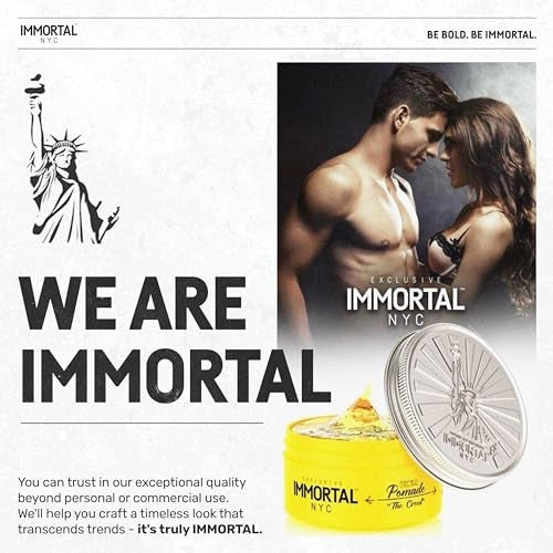 Immortal NYC the Creed Hair Pomade - Strong Hold - Max Shine All Natural Water-Based Pomade for Men - No Residue, All Hair Types