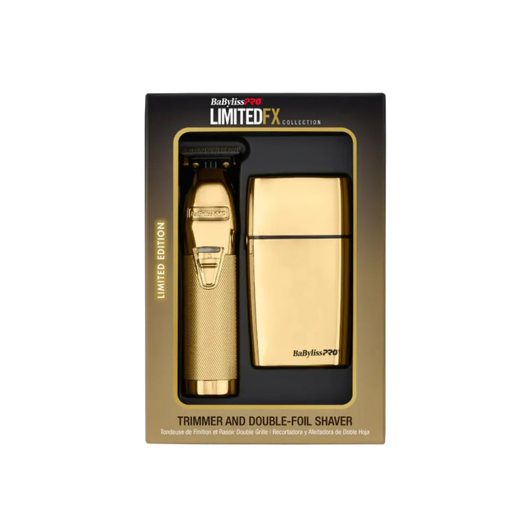 BABYLISSPRO LIMITEDFX TRIMMER & DOUBLE-FOIL SHAVER GOLD COLLECTION | FXDUOFS2TG