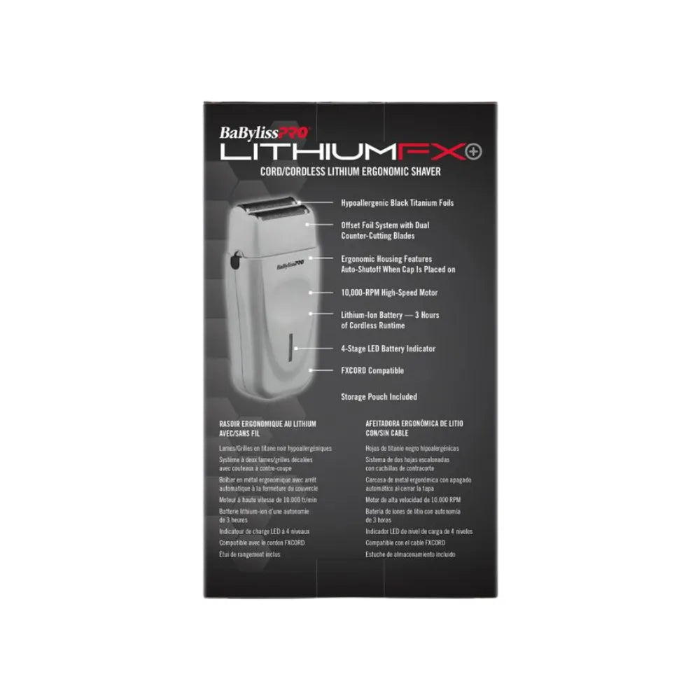BABYLISSPRO LITHIUMFX+ LIMITED EDITION GREY CORD/CORDLESS LITHIUM ERGONOMIC DOUBLE FOIL SHAVER | FXFS573GY