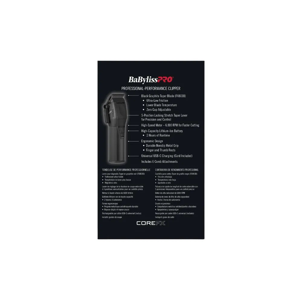 BABYLISSPRO COREFX PROFESSIONAL CLIPPER MATTE BLACK | FX86MB