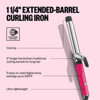 BABYLISSPRO EXTENDED BARREL CURLING IRON 1 1/4" PINK RUSH | BNTW125XLHP