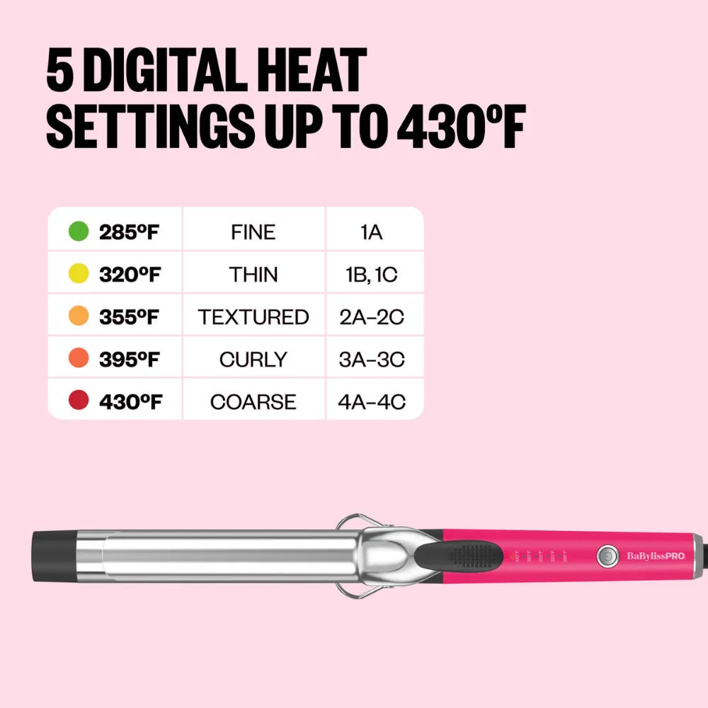 BABYLISSPRO EXTENDED BARREL CURLING IRON 1 1/4" PINK RUSH | BNTW125XLHP