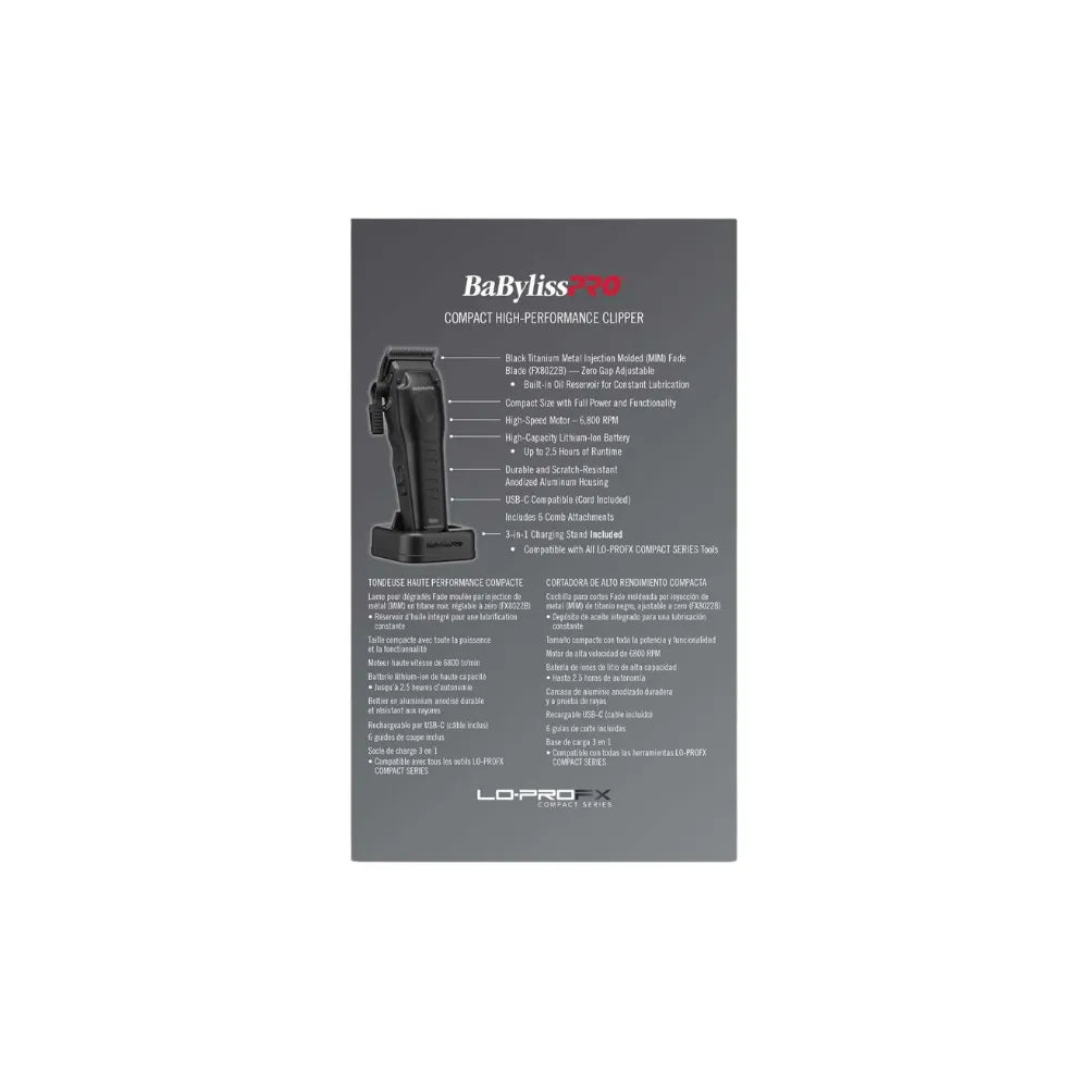 BABYLISSPRO LO-PROFX COMPACT CLIPPER MATTE BLACK | FX82MB