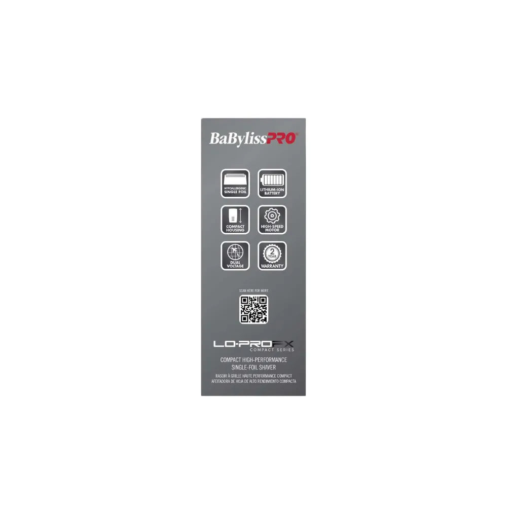 BABYLISSPRO LO-PROFX COMPACT SINGLE-FOIL SHAVER MATTE BLACK | FXLPFS1MB