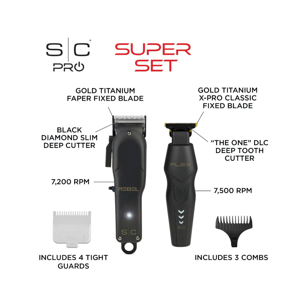 STYLECRAFT SUPER SET REBEL CORDLESS HAIR CLIPPER & HAIR TRIMMER SET | SC326B