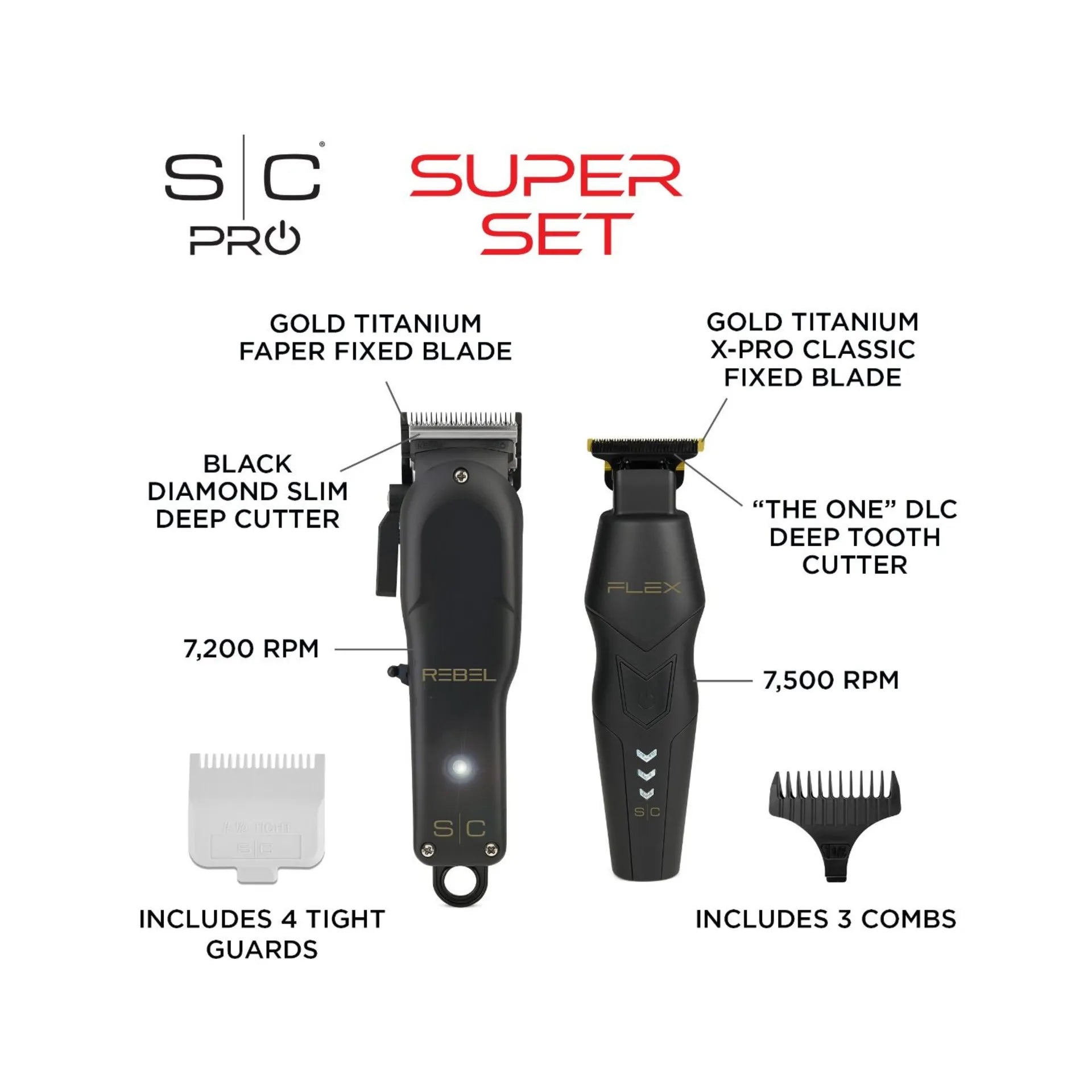 STYLECRAFT SUPER SET REBEL CORDLESS HAIR CLIPPER & HAIR TRIMMER SET | SC326B