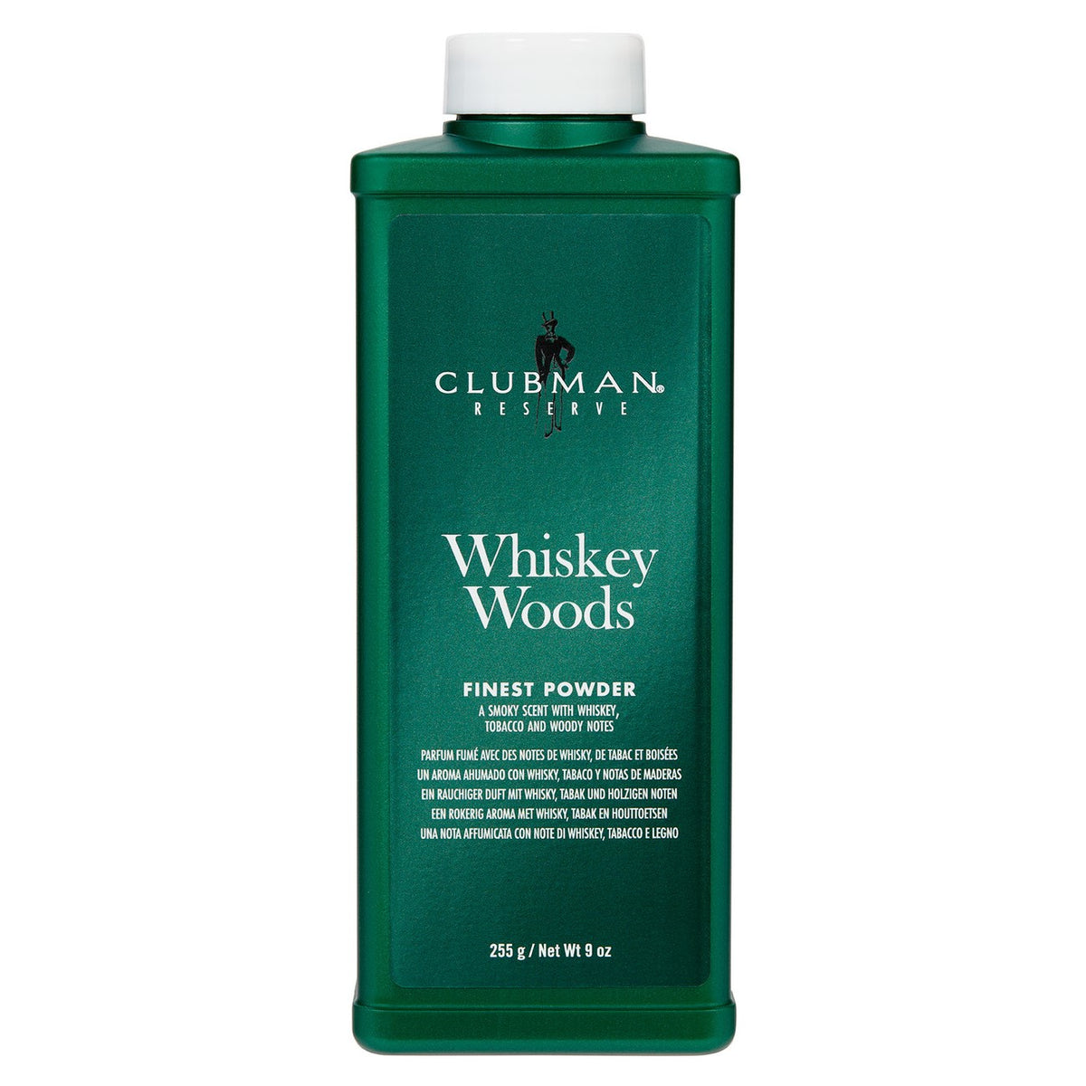 CLUBMAN TALC WHISKEY WOODS 9 OZ.