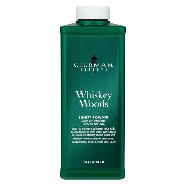 CLUBMAN TALC WHISKEY WOODS 9 OZ.