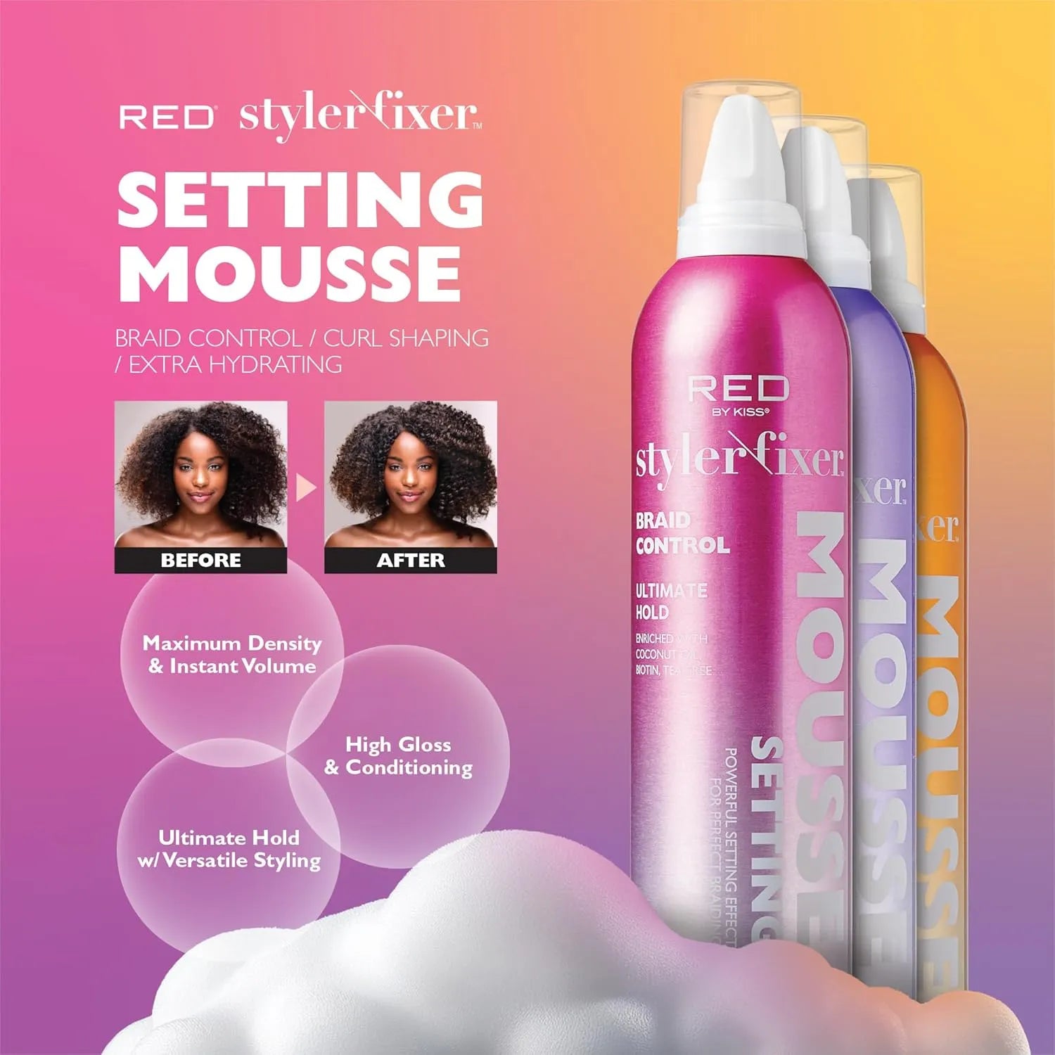 RED BY KISS STYLER FIXER SETTING MOUSSE CURL SHAPING | STM05
