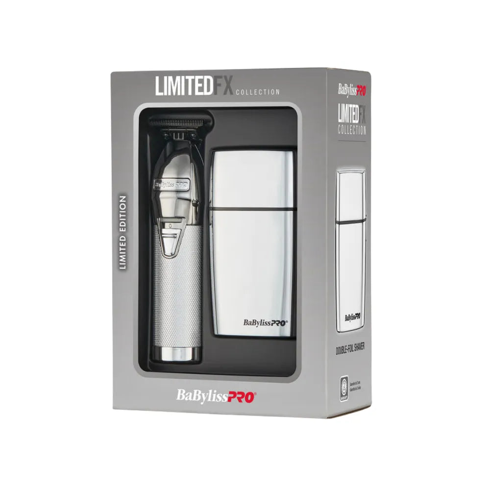 BABYLISSPRO LIMITEDFX TRIMMER & DOUBLE-FOIL SHAVER SILVER COLLECTION | FXDUOFS2TS