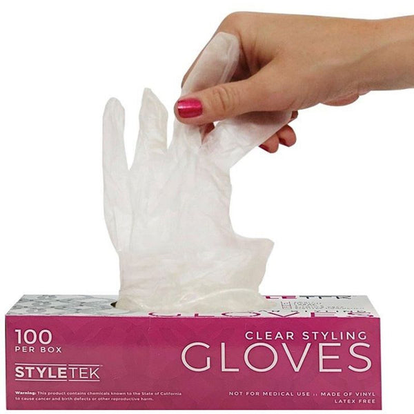 Styletek Deluxe Touch Clear Vinyl Gloves 100pk.
