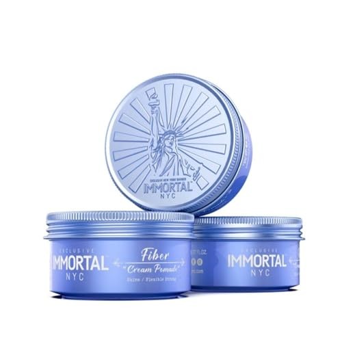 Immortal NYC Fiber Cream Hair Pomade - Flex Strong Hold - Low Shine All Natural Water-Based Cream Pomade for Men - No Residue, All Hair Types