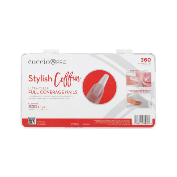 CUCCIO STYLISH COFFIN ULTRA CLEAR FULL COVERAGE NAILS | CPNT3440