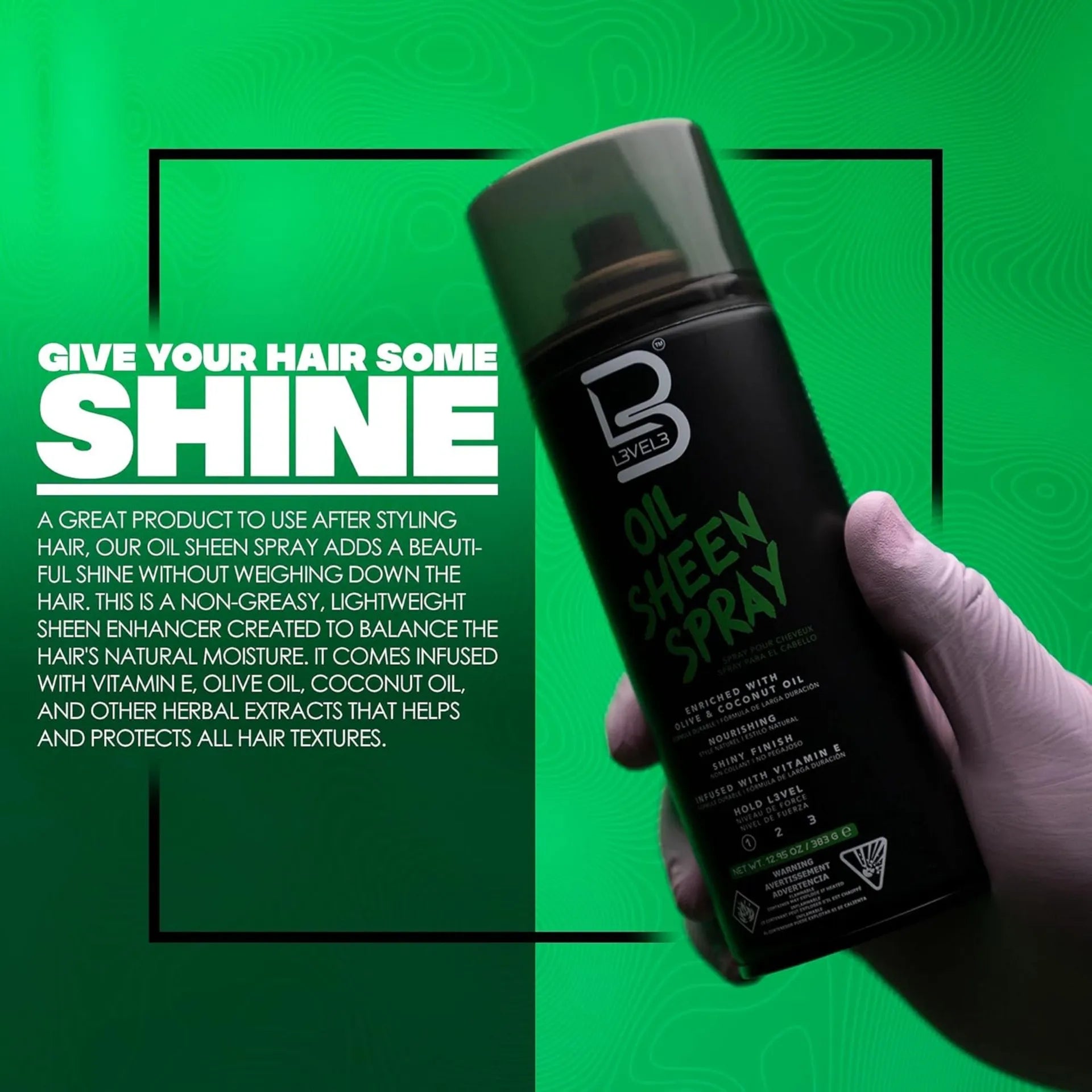 L3VEL3 OIL SHEEN SPRAY 12.95 OZ. | L3-OILSHEEN