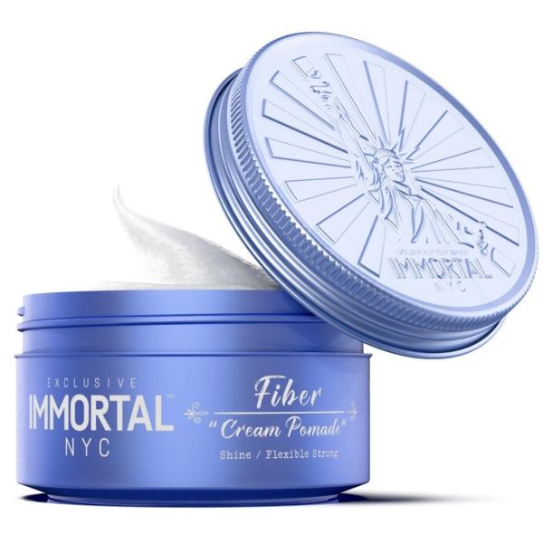 Immortal NYC Fiber Cream Hair Pomade - Flex Strong Hold - Low Shine All Natural Water-Based Cream Pomade for Men - No Residue, All Hair Types