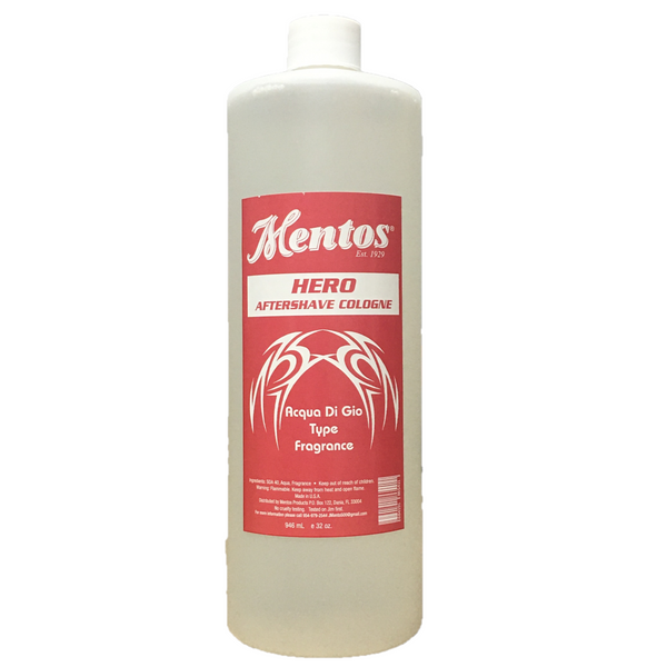 MENTOS HERO AFTERSHAVE COLOGNE AQUA DI GIO TYPE FRAGRANCE 32 OZ.